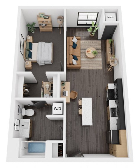 a1 floor plan  studio with bedroom and living room